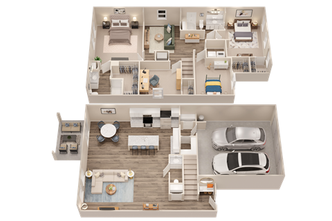 Floor plan for 4 beds, 2.5 baths, 2121 sqft